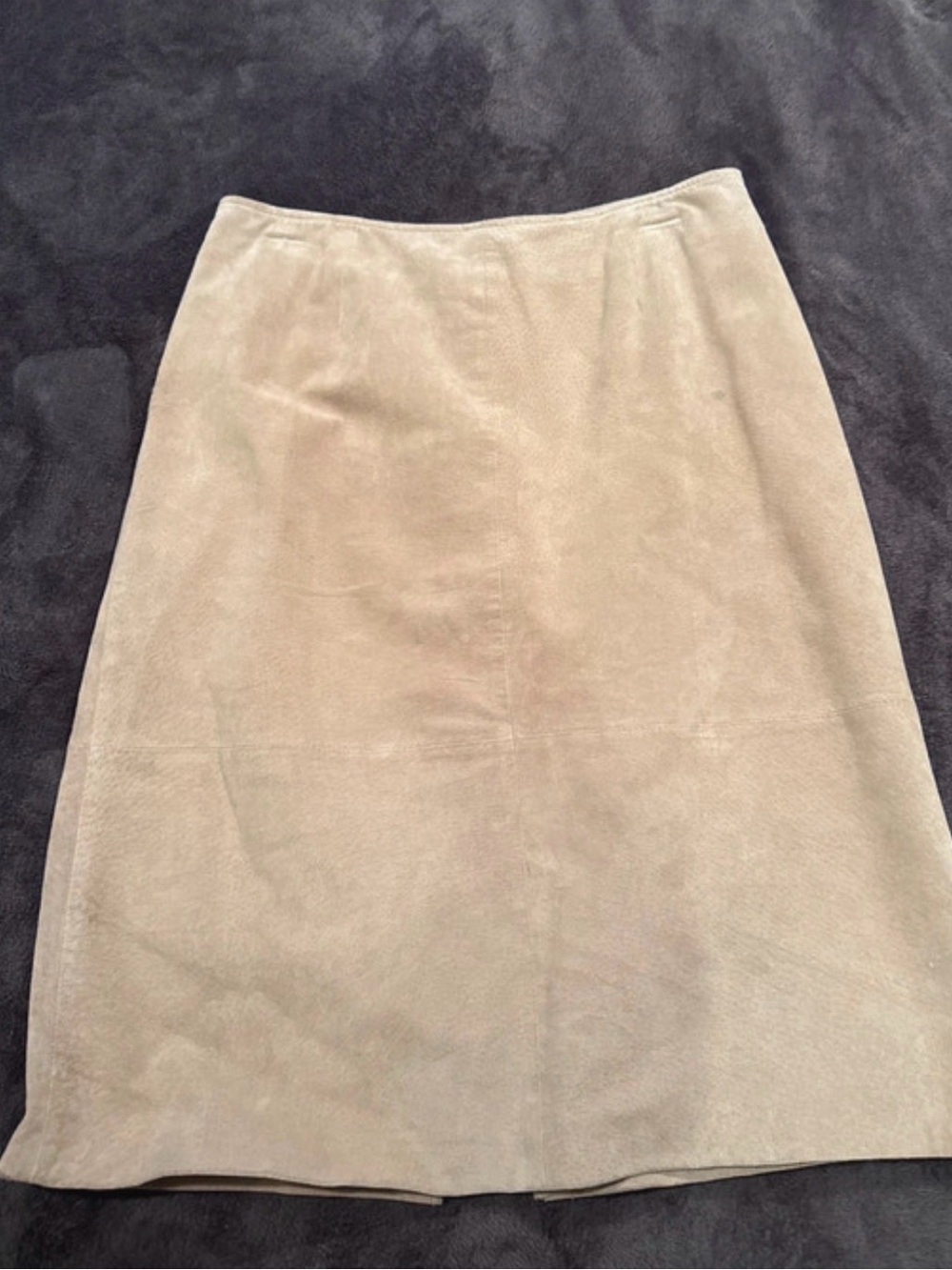 Classic Neutral Suede A-Line Skirt - Beige